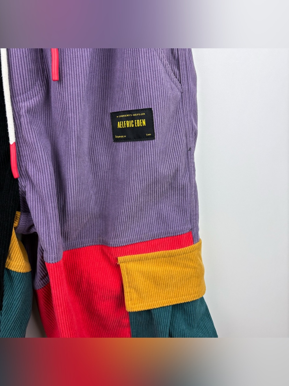 Aelfric Eden Back to 90s Patchwork Color Block Corduroy Pants Medium Retro Skate - Picture 4 of 10